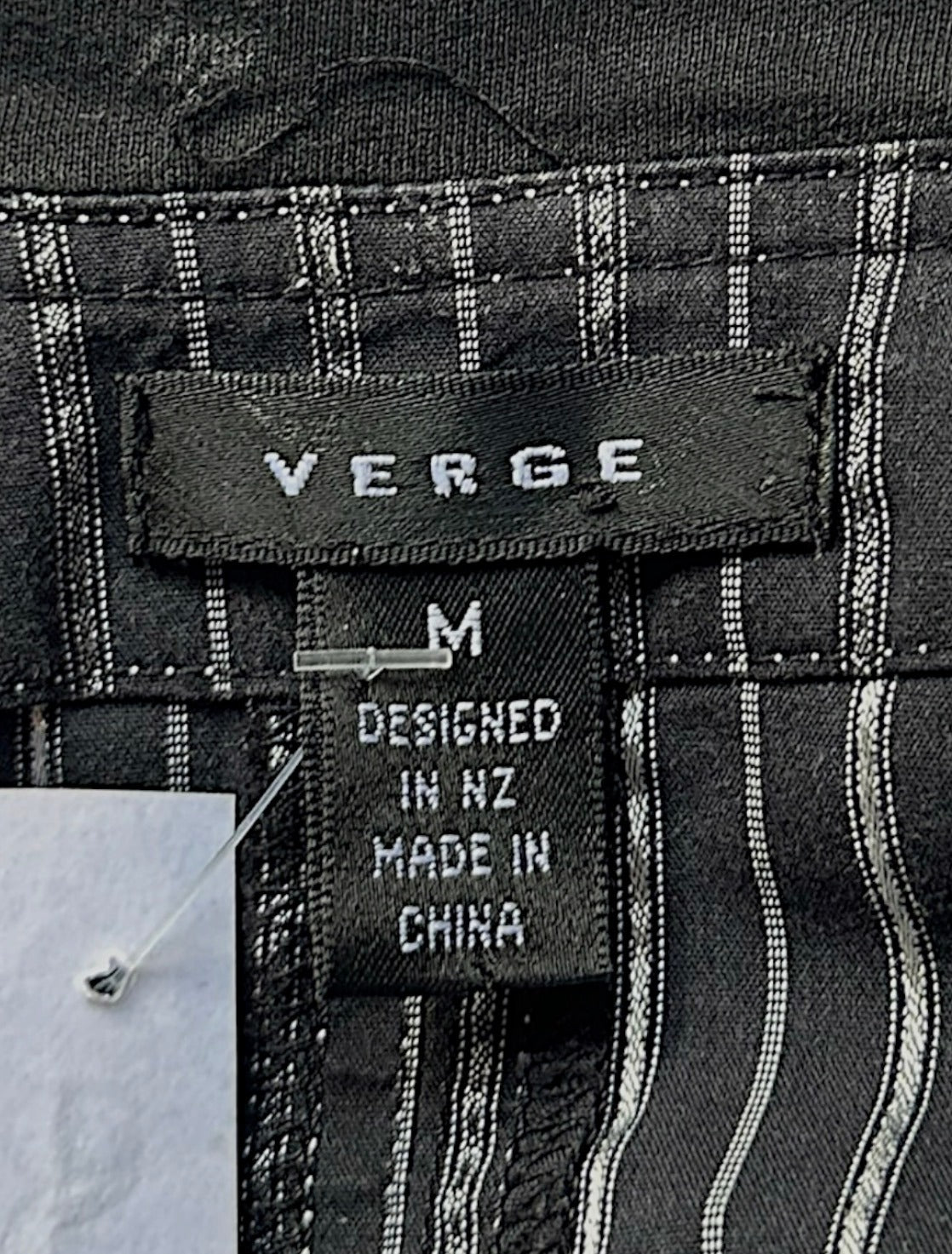 Verge Punk Grunge PinStriped Blouse - Hook and Eye Front Detail M - Image 7