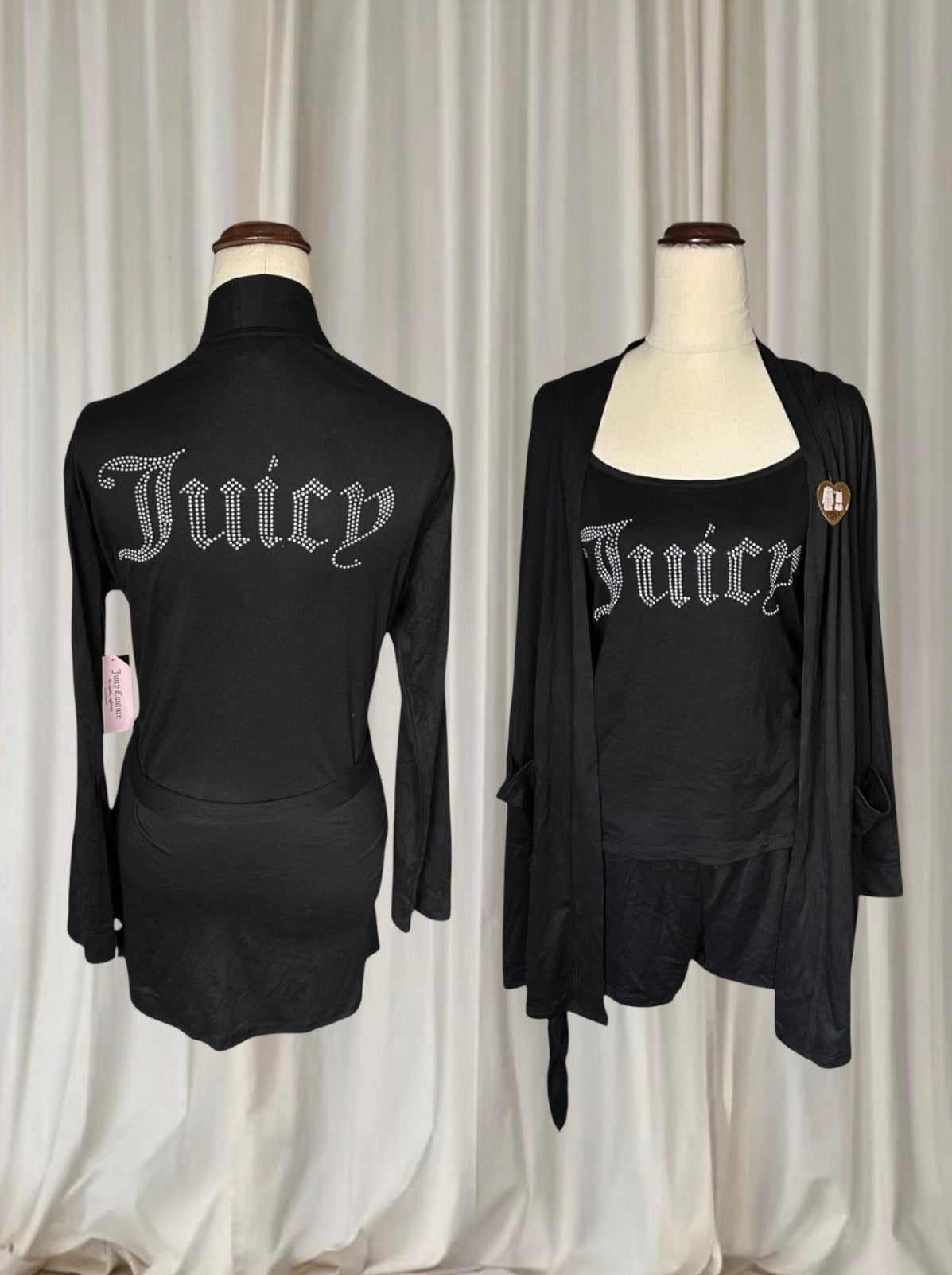 Juicy Couture 3-Piece Loungewear Set - Rhinestone Logo Black NEW M - Image 1
