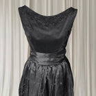 1960s Jacqueline Hogan Velvet Cocktail Dress - Vintage Black Beaded XS - Image 3