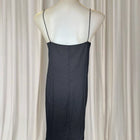 Vintage 90s Black Cotton Blend Midi Slip Dress - Silk Lined Minimalist Silhouette - Image 2