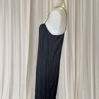 Vintage 90s Black Cotton Blend Midi Slip Dress - Silk Lined Minimalist Silhouette - Image 4