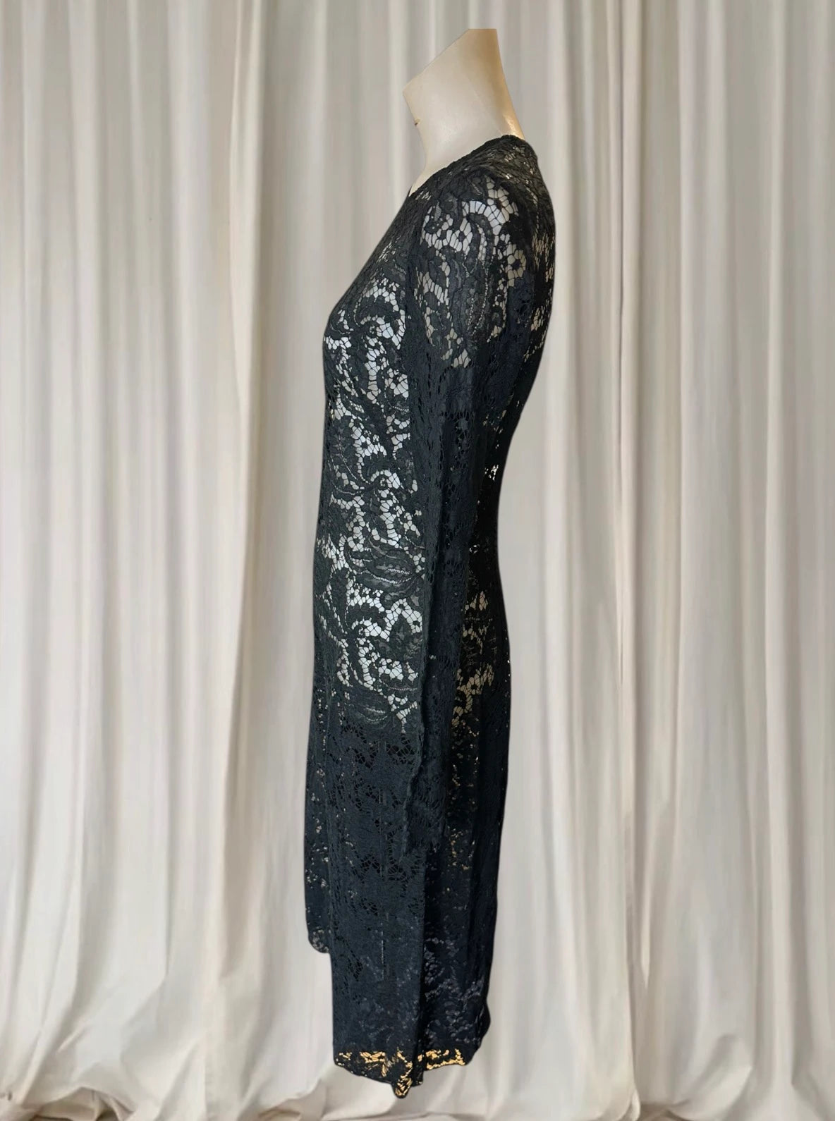 Adam Lippes Black Sheer Lace Sleeveless Midi Dress - Elegant Designer Evening Wear - Image 3