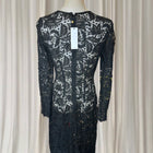 Adam Lippes Black Sheer Lace Sleeveless Midi Dress - Elegant Designer Evening Wear - Image 2