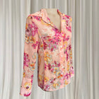 Orchid Vintage Floral Blouse - Sheer Peach Pink Button-Down