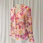 Orchid Vintage Floral Blouse - Sheer Peach Pink Button-Down