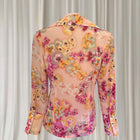 Orchid Vintage Floral Blouse - Sheer Peach Pink Button-Down