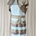 Vintage early 2000s white and gold dress and shall set with ribbon bow detail