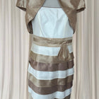 Vintage early 2000s white and gold dress and shall set with ribbon bow detail