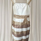 Vintage early 2000s white and gold dress and shall set with ribbon bow detail