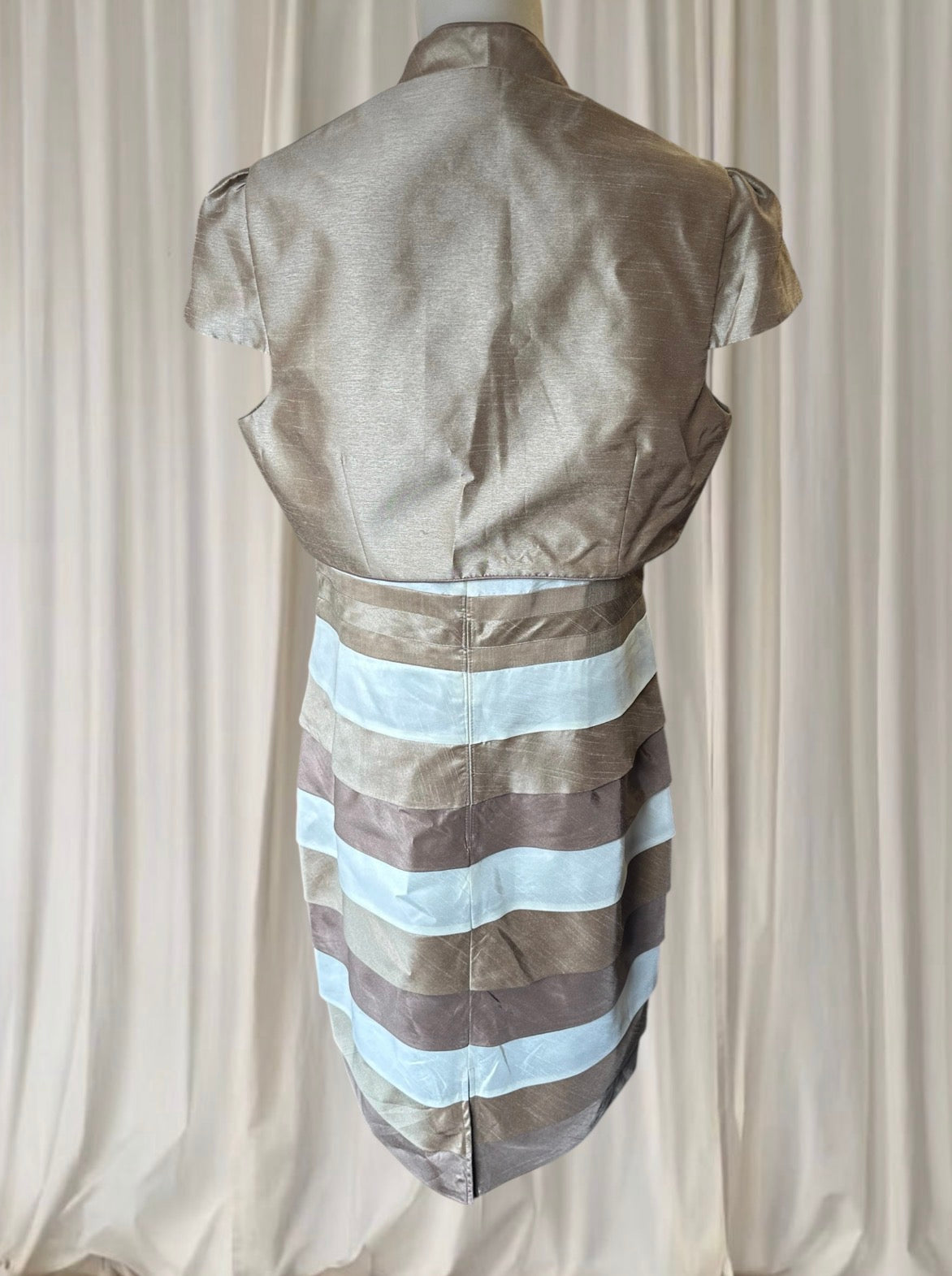 Vintage early 2000s white and gold dress and shall set with ribbon bow detail