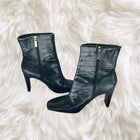 New Look Black Faux Croc Ankle Boots Size 10 - Image 8