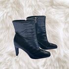 New Look Black Faux Croc Ankle Boots Size 10 - Image 2