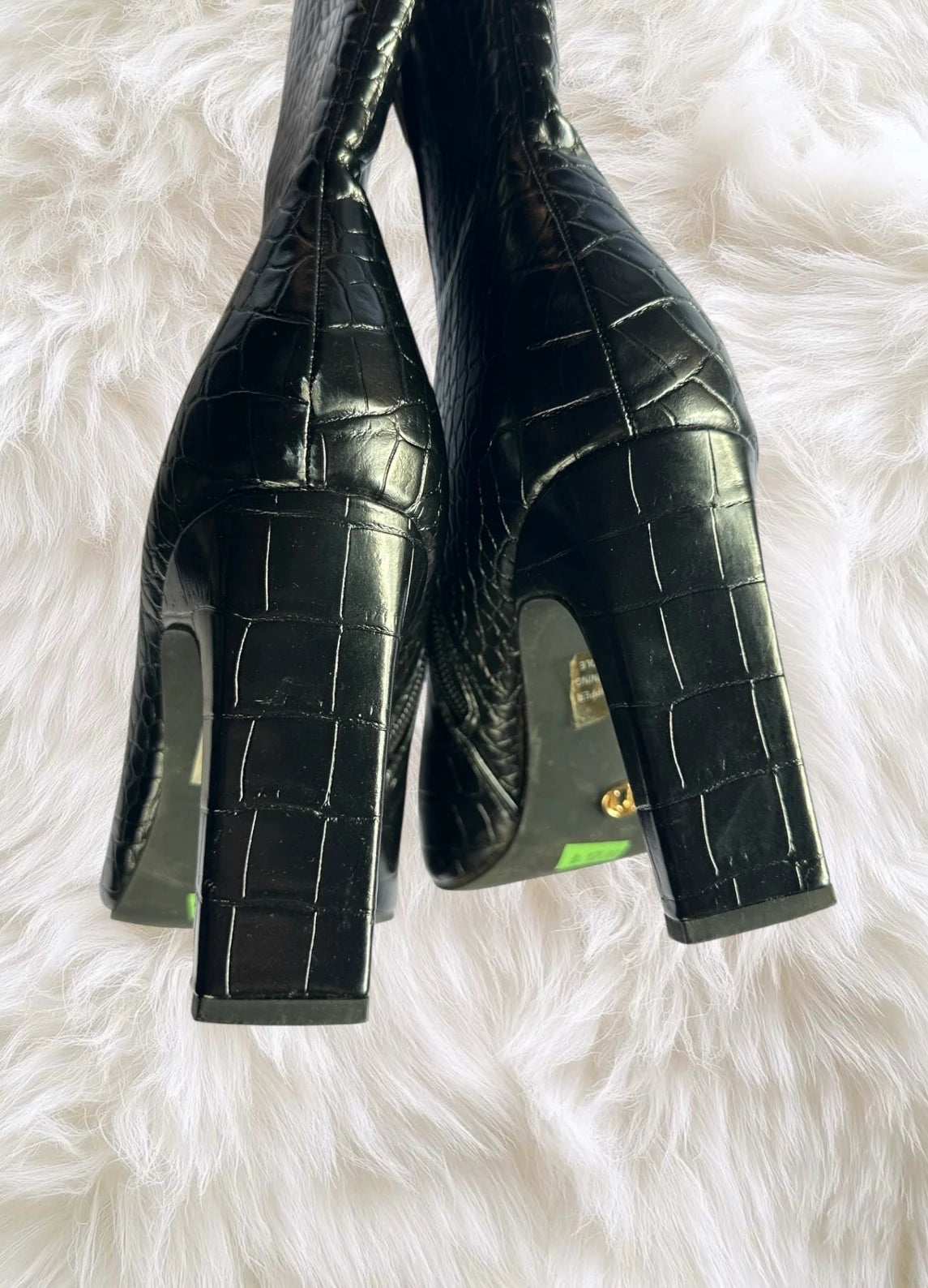 New Look Black Faux Croc Ankle Boots Size 10 - Image 6