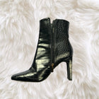 New Look Black Faux Croc Ankle Boots Size 10 - Image 5