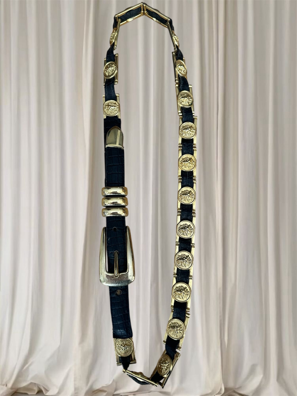 Women's Black and Gold Vintage Belt