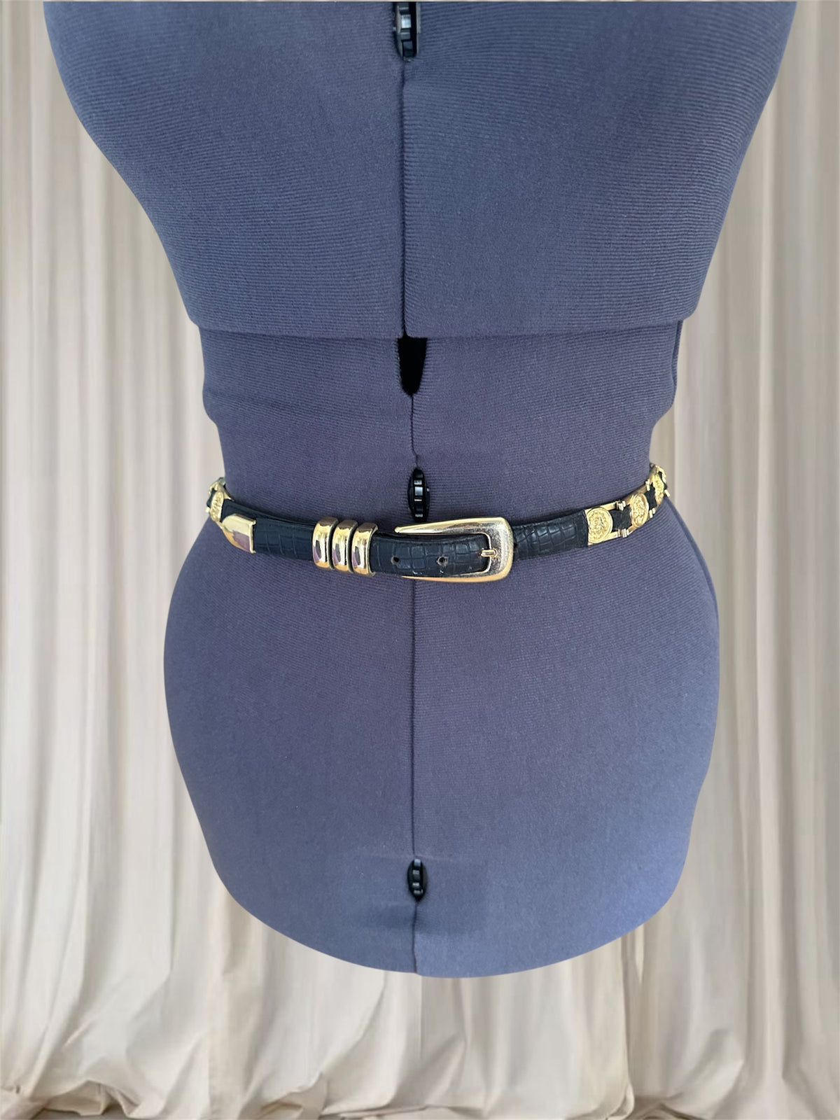 Women's Black and Gold Vintage Belt