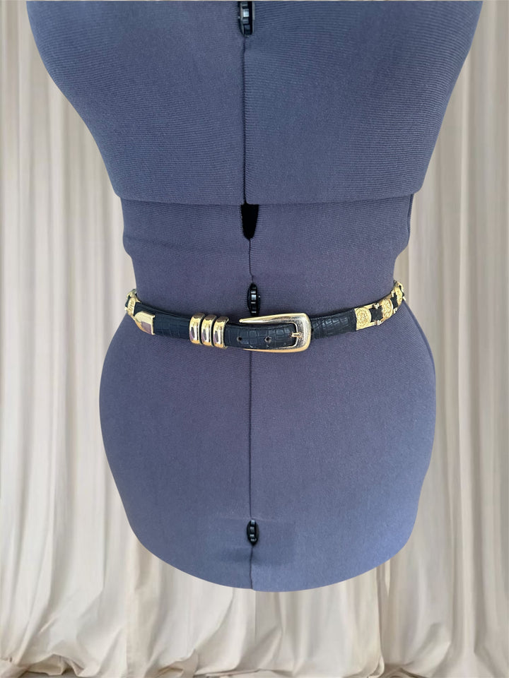 Women's Black and Gold Vintage Belt