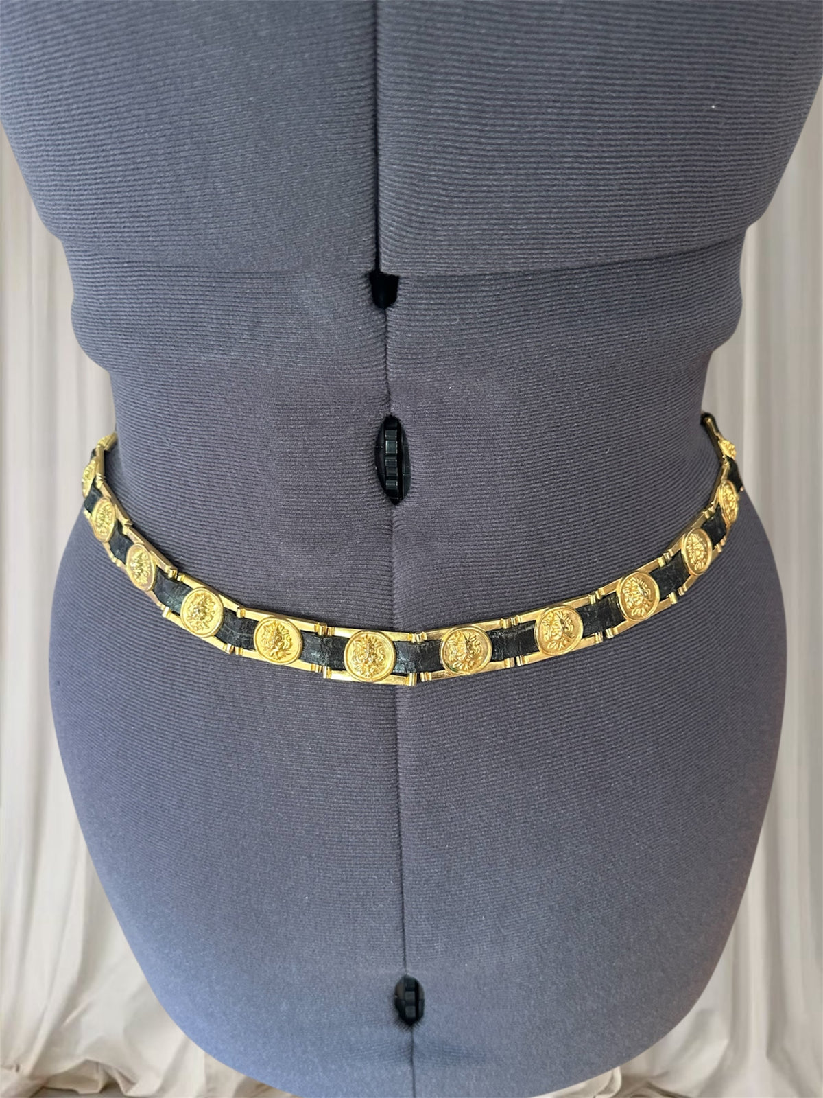Women's Black and Gold Vintage Belt