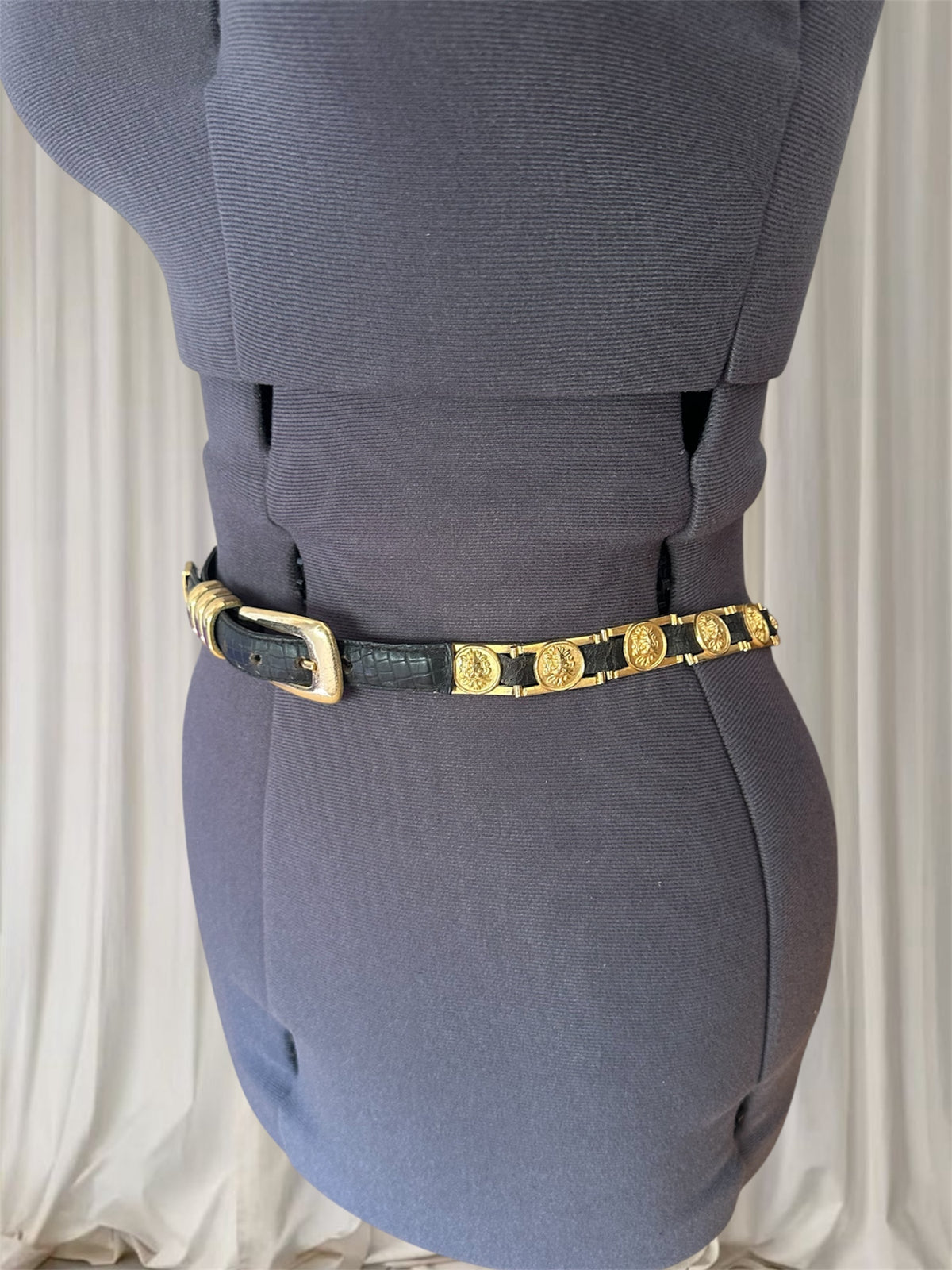 Women's Black and Gold Vintage Belt