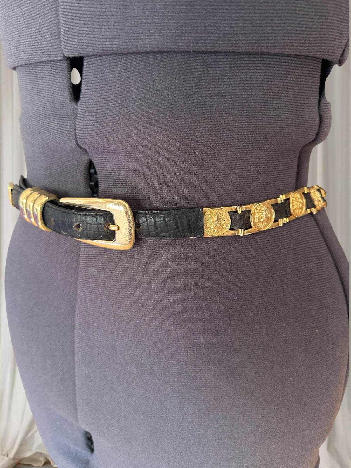Women's Black and Gold Vintage Belt