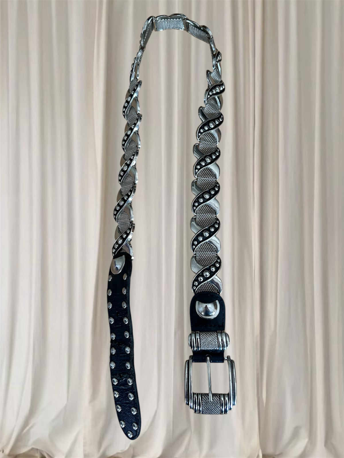 Women's Vintage Silver and Black Belt