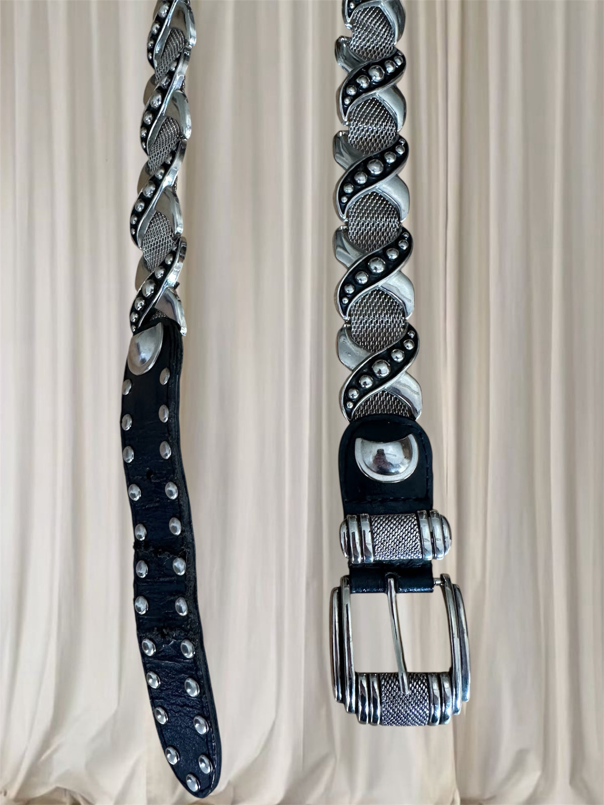 Women's Vintage Silver and Black Belt