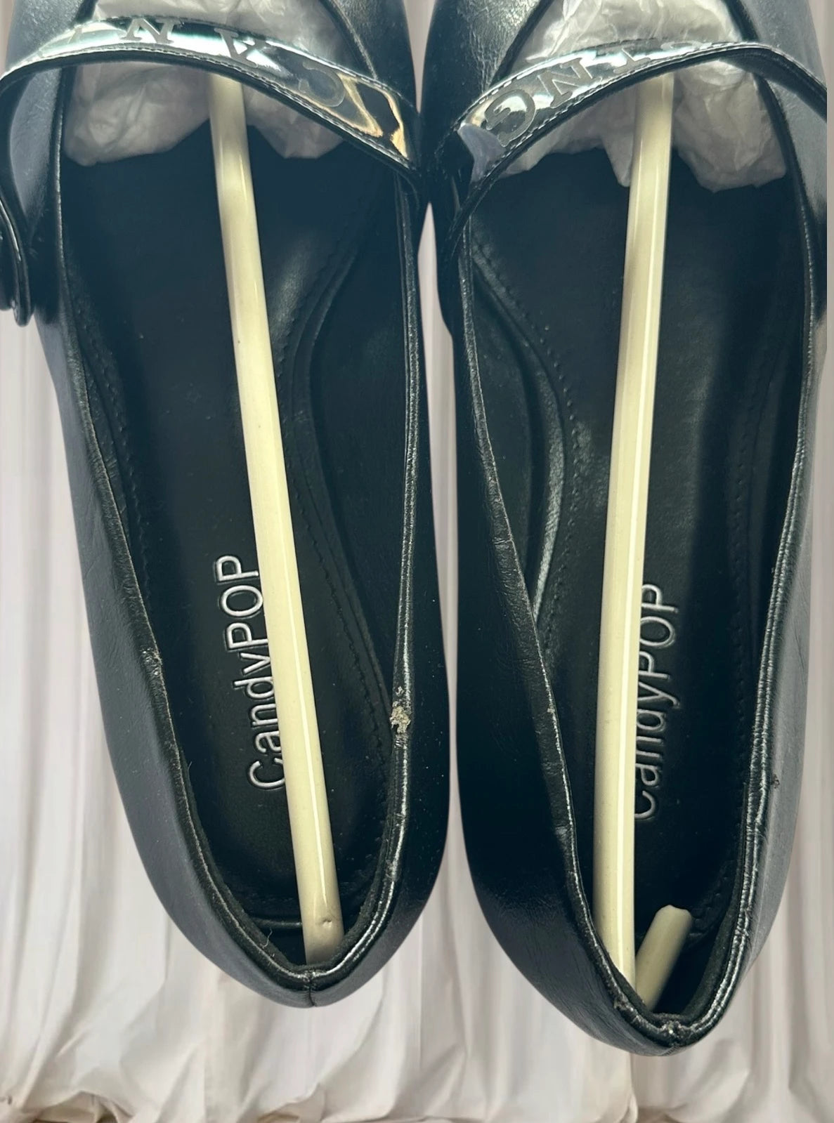 CandyPOP Black Buckle Flats - Heart Detail Mary Jane Style - Image 5