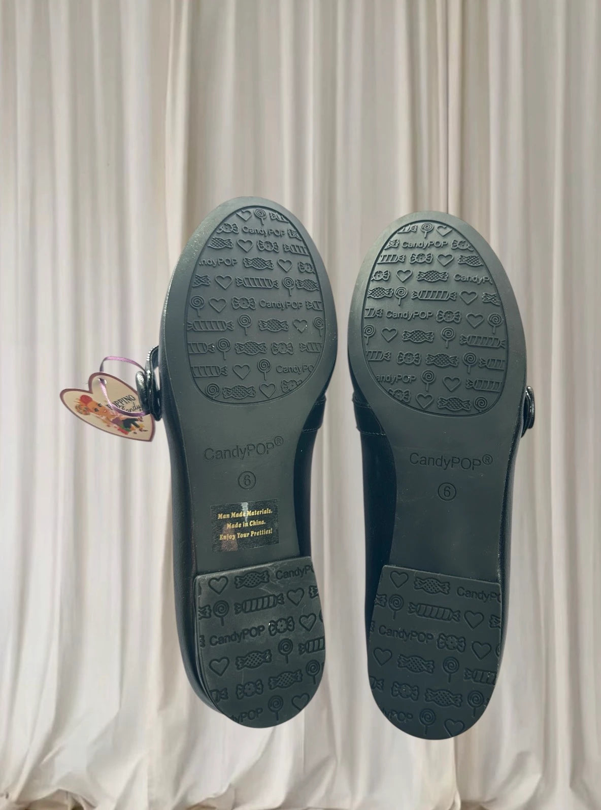 CandyPOP Black Buckle Flats - Heart Detail Mary Jane Style - Image 7