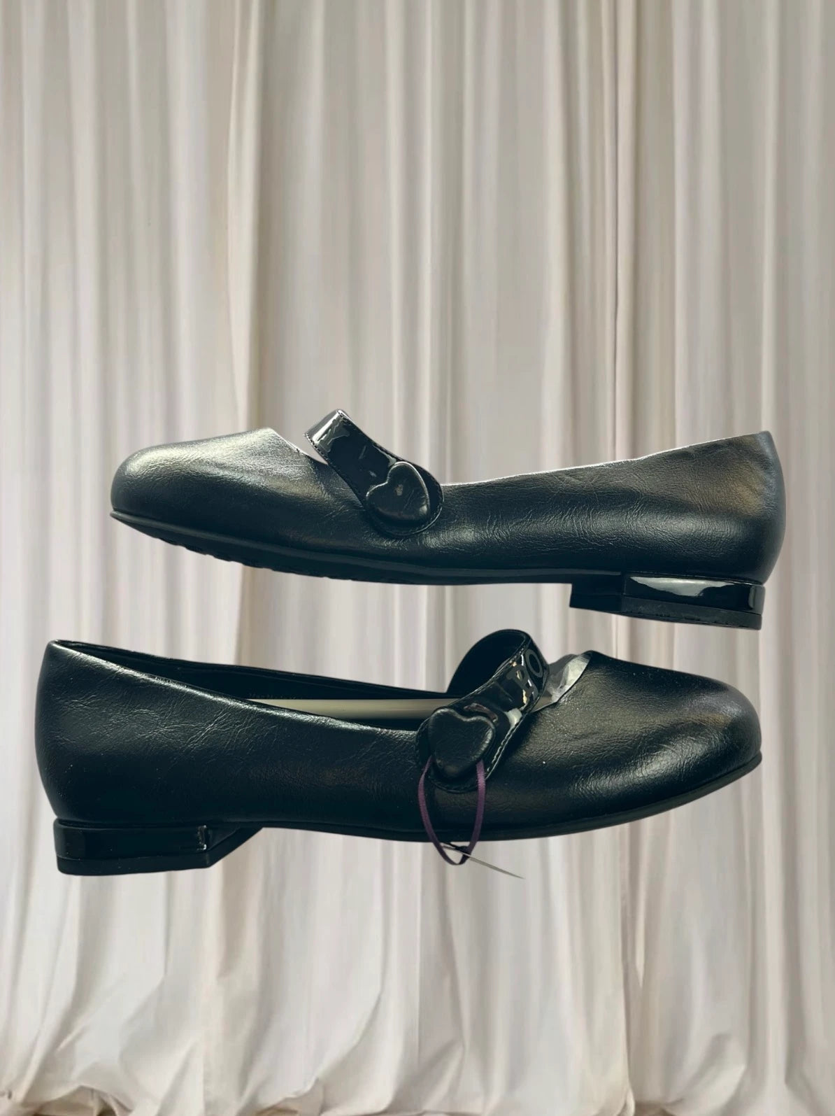 CandyPOP Black Buckle Flats - Heart Detail Mary Jane Style - Image 6