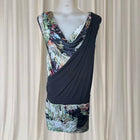 Contrast Asymmetrical Cowl Neck Dress - Sleeveless Modern Evening Wear - Image 1