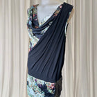 Contrast Asymmetrical Cowl Neck Dress - Sleeveless Modern Evening Wear