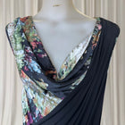 Contrast Asymmetrical Cowl Neck Dress - Sleeveless Modern Evening Wear - Image 3