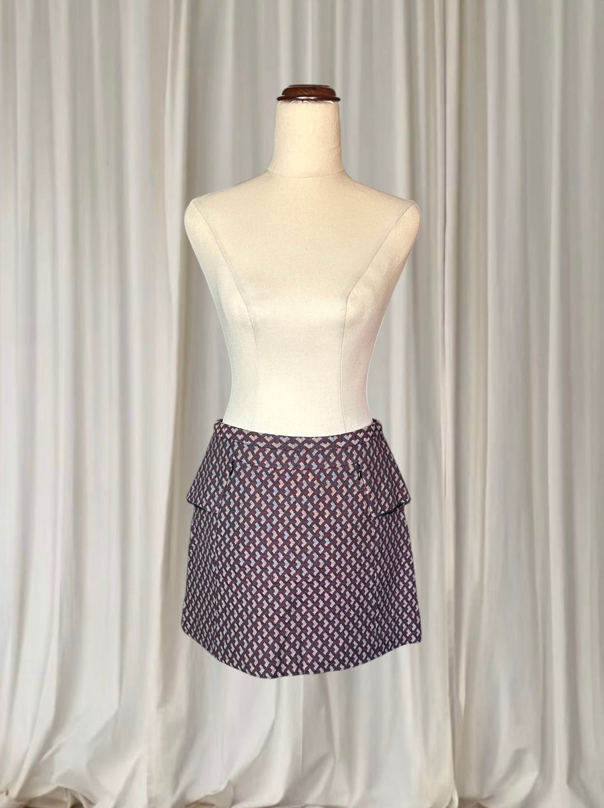 Cue Burgundy Asymetric Mini Skirt AU8