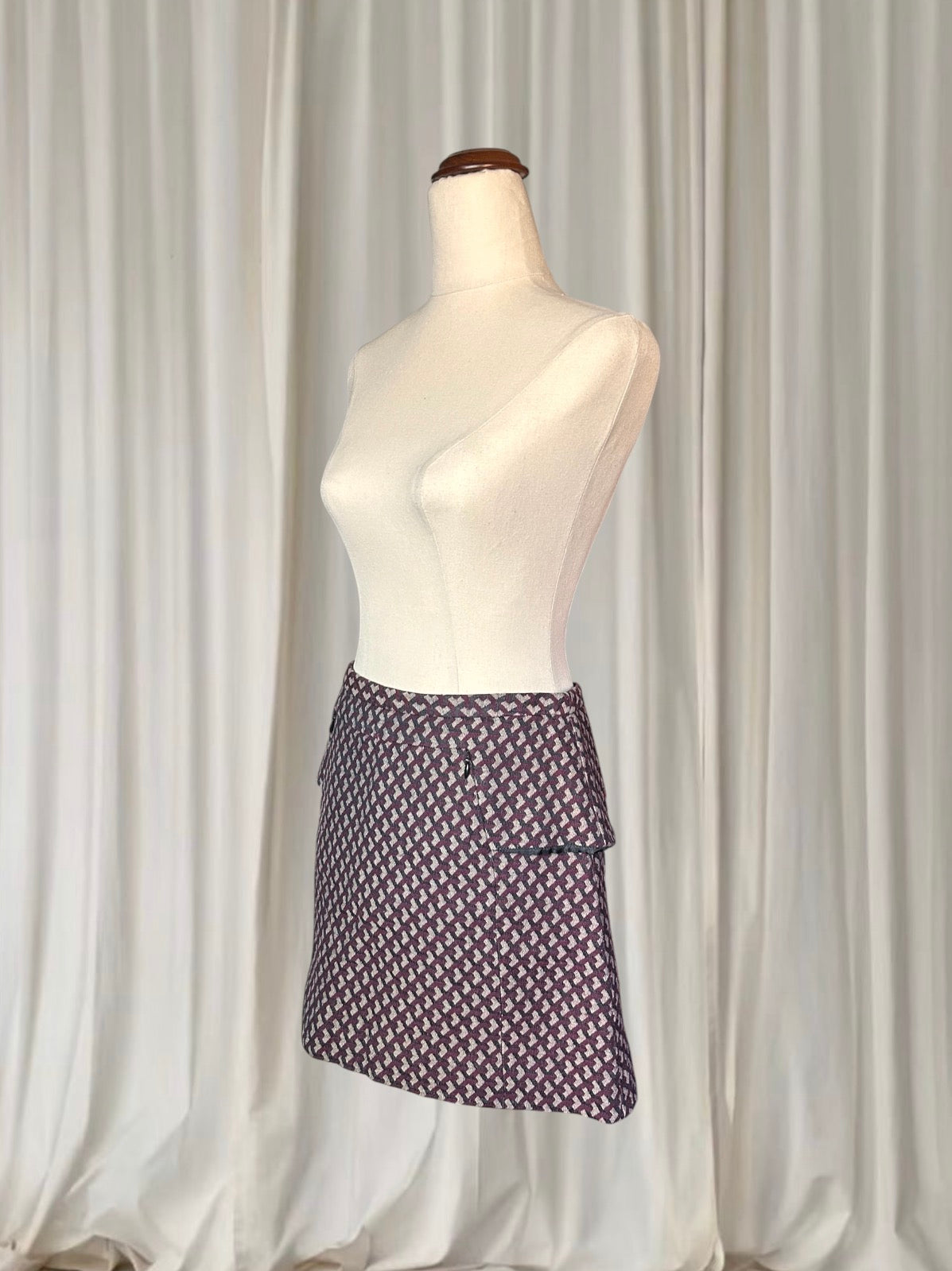 Cue Burgundy Asymetric Mini Skirt AU8