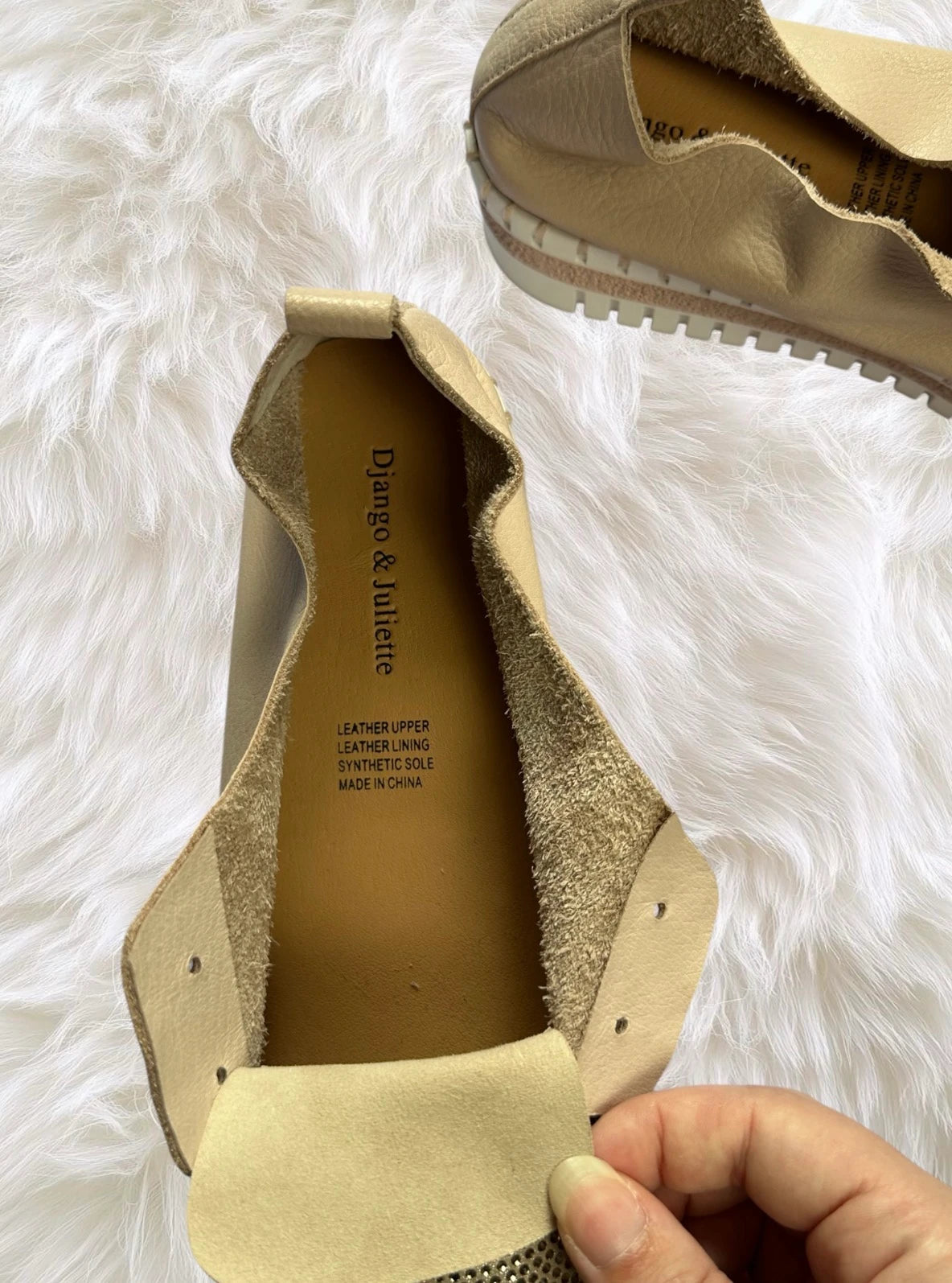 Django & Juliette Gold Leather Diamante Platform Flats - Shimmering Comfort & Style - Image 7