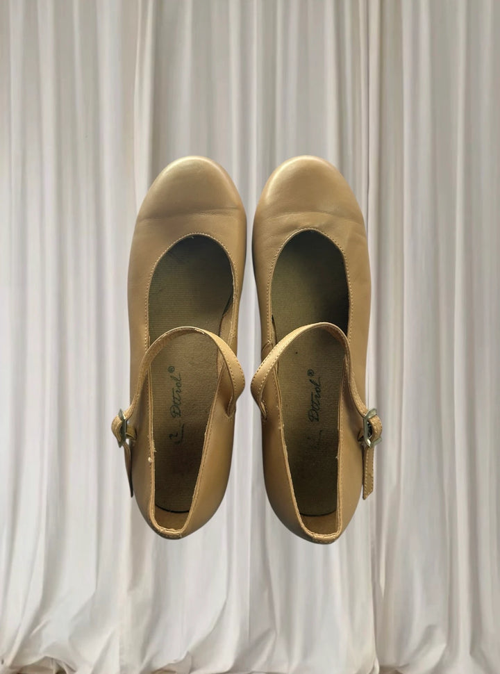 Dttrol Mary Jane Tap Dancing Shoes - Tan Performance Footwear US Size 7 - Image 1