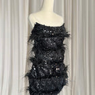 Eliya The Label Tiffany Black Feather Sequin Mini Dress RRP$429
