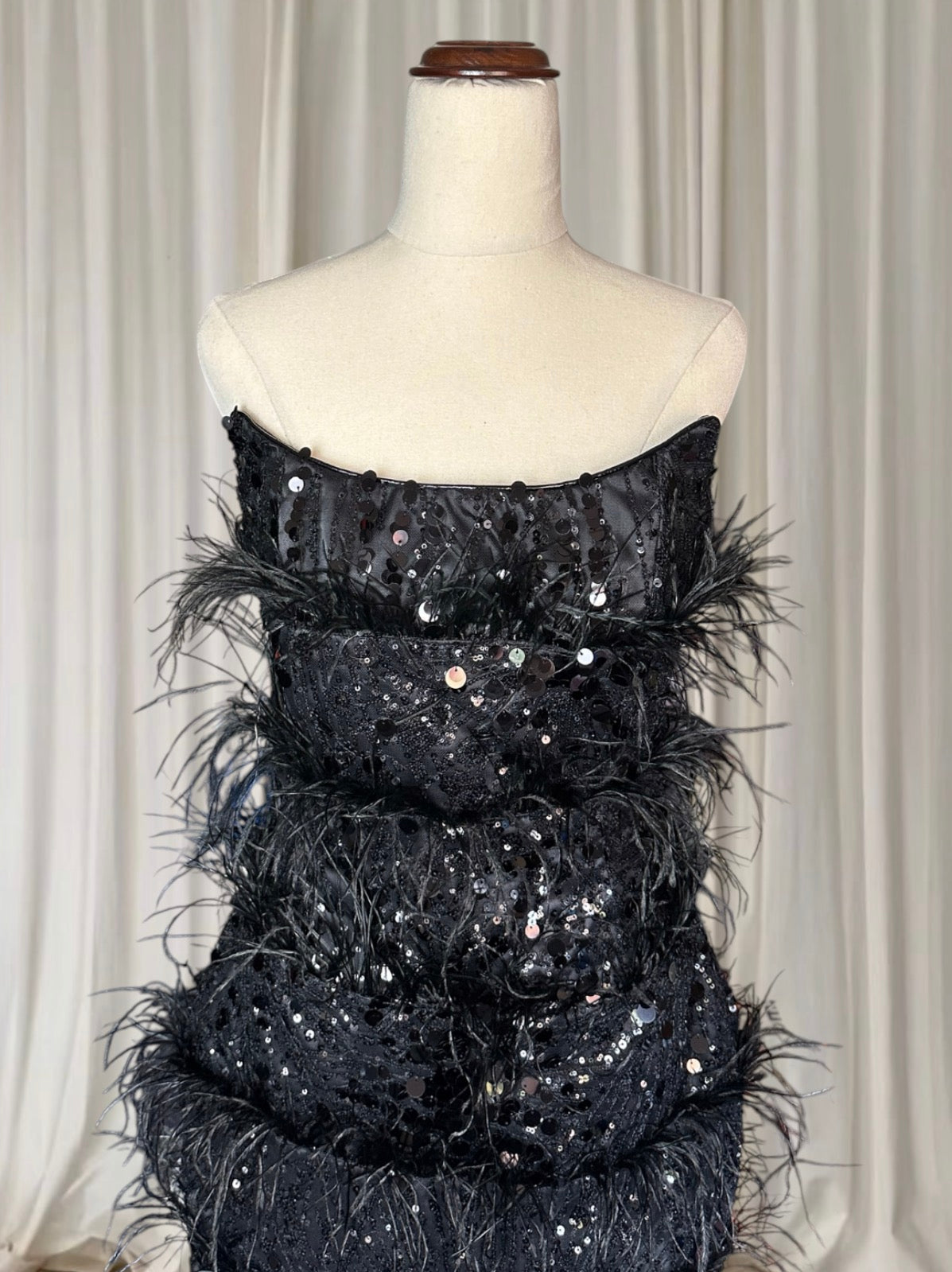 Eliya The Label Tiffany Black Feather Sequin Mini Dress RRP$429