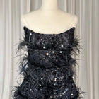 Eliya The Label Tiffany Black Feather Sequin Mini Dress RRP$429