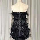 Eliya The Label Tiffany Black Feather Sequin Mini Dress RRP$429