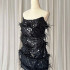 Eliya The Label Tiffany Black Feather Sequin Mini Dress RRP$429