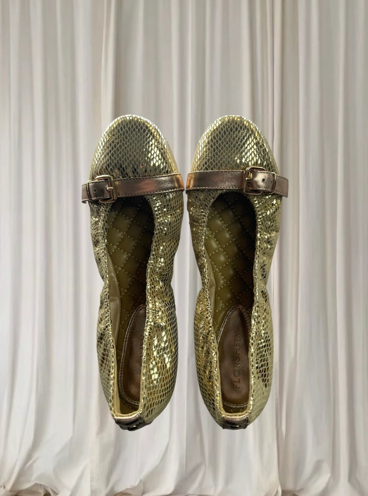 Florsheim Gold Ballet Flats - Comfortable Leather Foldable Slip-Ons - Image 2