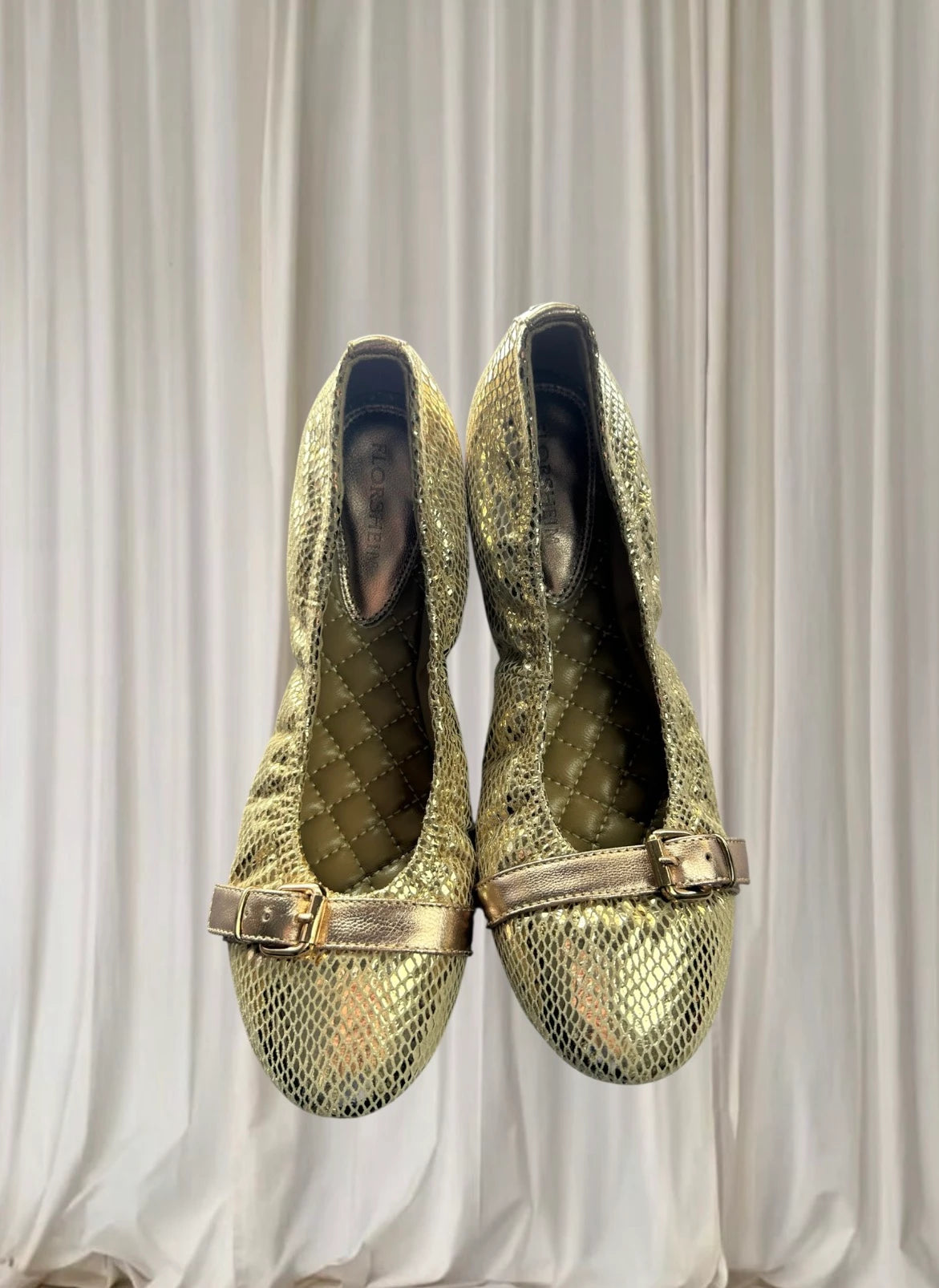 Florsheim Gold Ballet Flats - Comfortable Leather Foldable Slip-Ons - Image 1