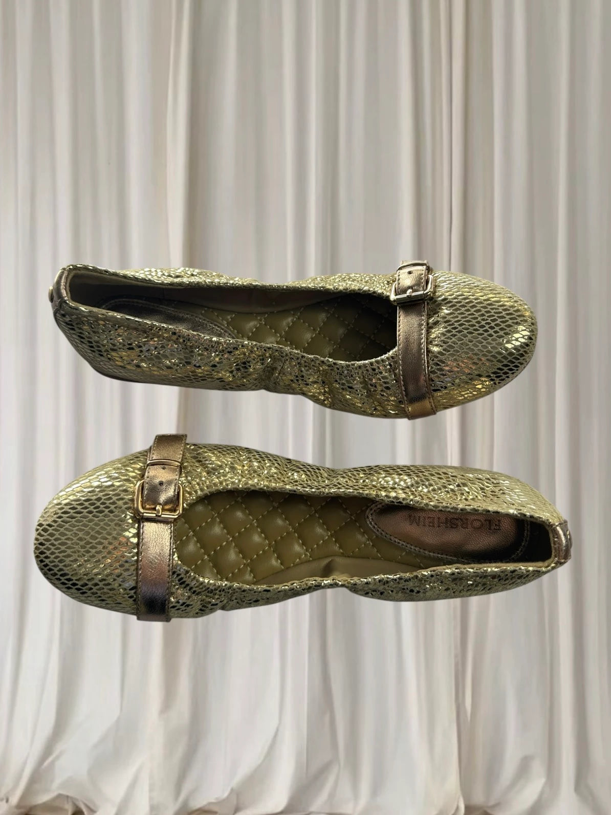 Florsheim Gold Ballet Flats - Comfortable Leather Foldable Slip-Ons - Image 3
