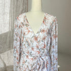 Forever New Boho Long Sleeve Floral Wrap Midi Dress AU14 (Large)