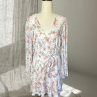 Forever New Boho Long Sleeve Floral Wrap Midi Dress AU14 (Large)