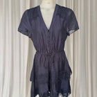 Forever New Emmy Lace Trim Mini Dress - Navy Blue Tiered Design - Image 1
