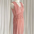 G.D.S. Signify Sleeveless Dress - Coral Geometric Print with Drawstring Waist - Image 1