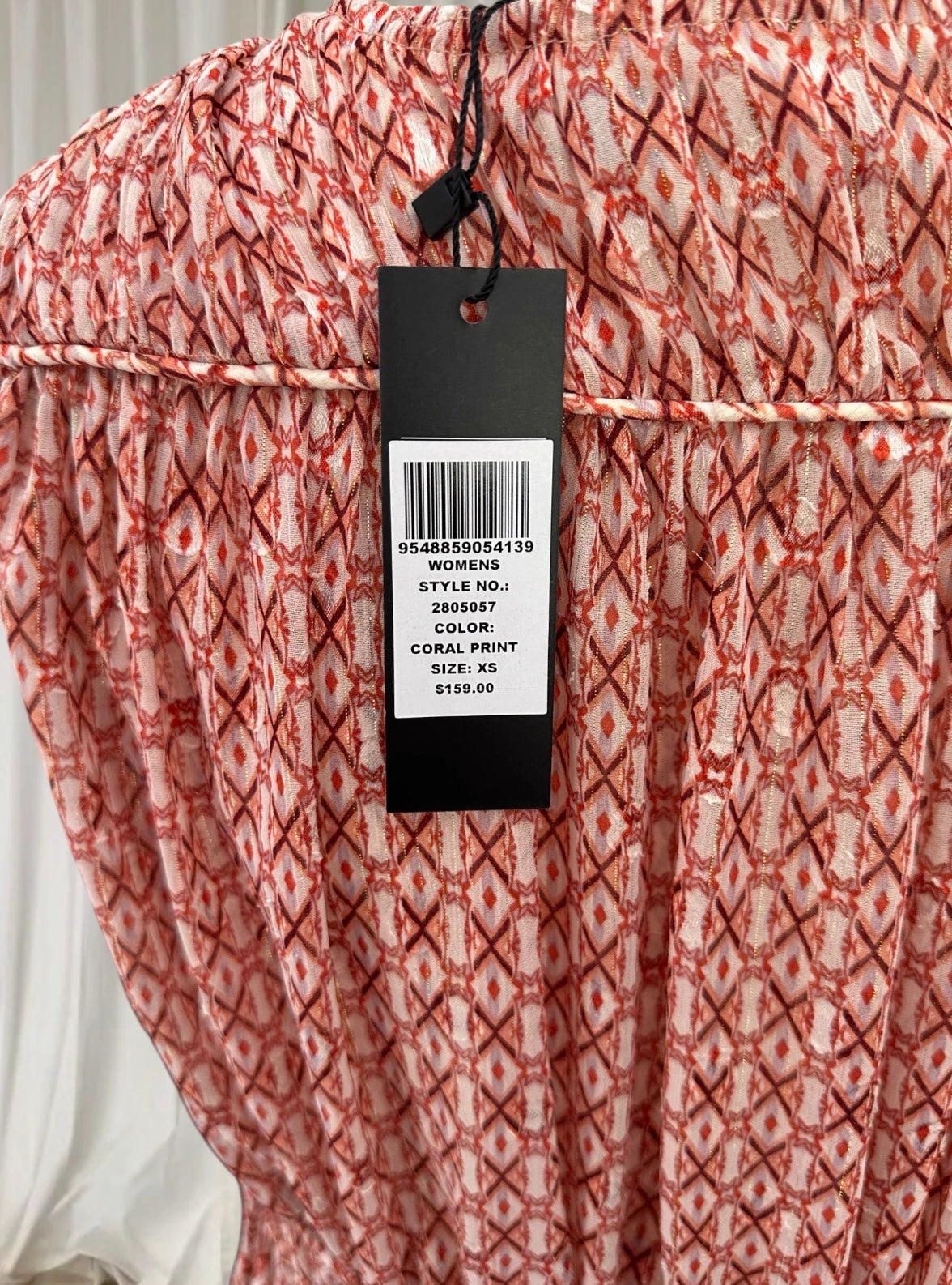 G.D.S. Signify Sleeveless Dress - Coral Geometric Print with Drawstring Waist - Image 6