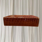 Vintage 1950s Brown Genuine Crocodile Leather Top Handle Handbag RARE